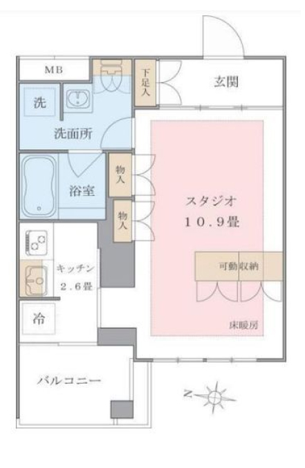 1Kの間取りの画像