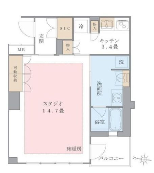 1Kの間取りの画像